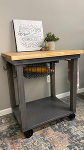 Butcher Block Rolling Kitchen Island