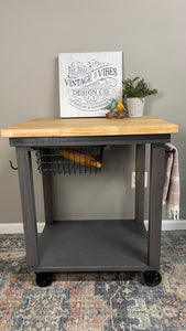 Butcher Block Rolling Kitchen Island