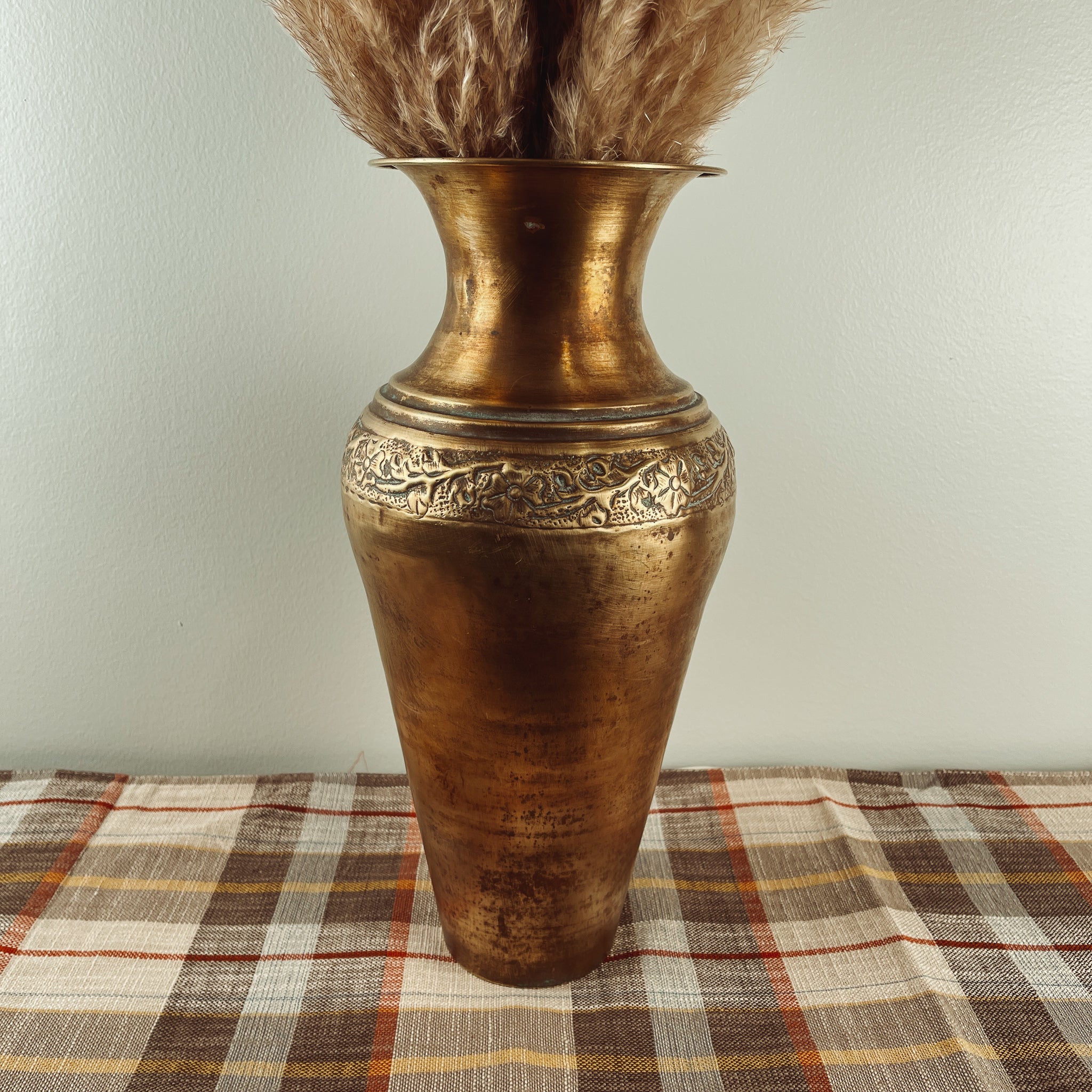 Brass Vase Pampas Arrangement