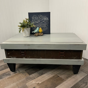 Steamer Trunk Coffee Table - Sage Gray