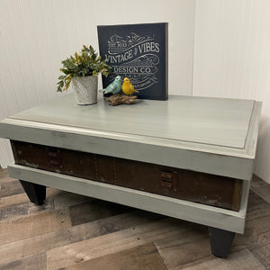 Steamer Trunk Coffee Table - Sage Gray