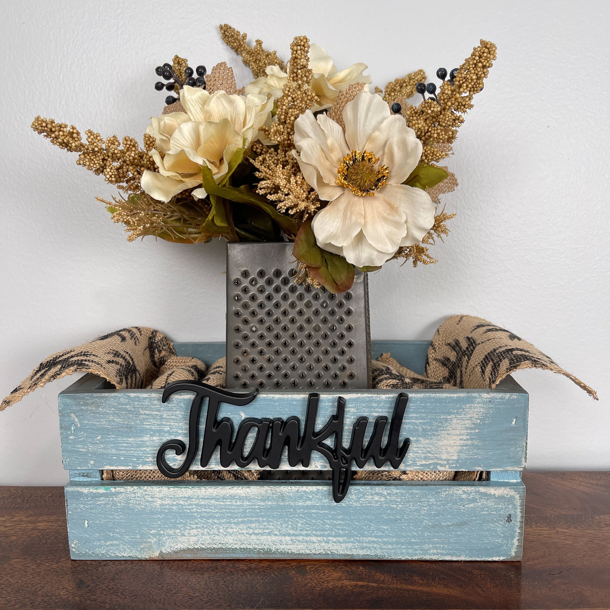 Blue Crate Flower Arrangements