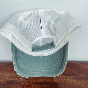 Snapback Hat - Distressed Green/White