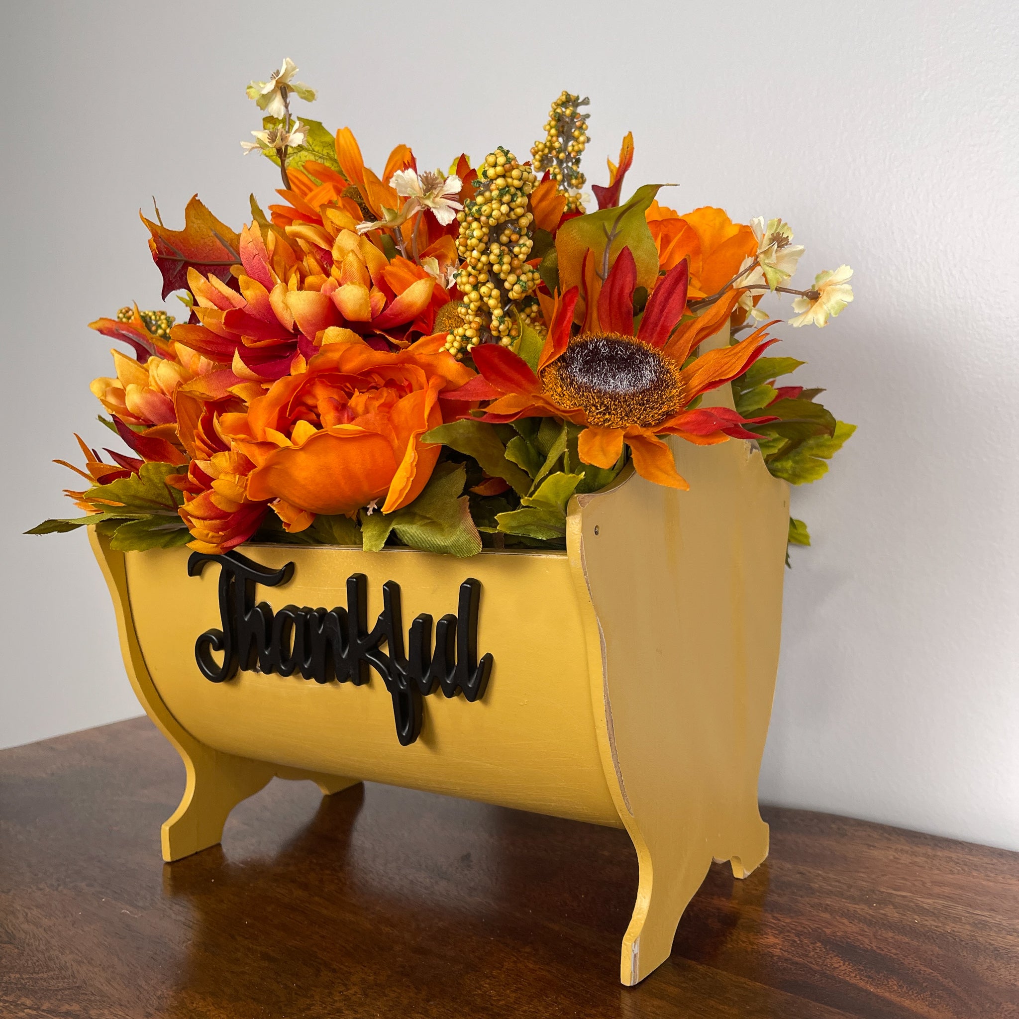 Sewing Box Fall Flower Arrangement