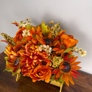 Sewing Box Fall Flower Arrangement