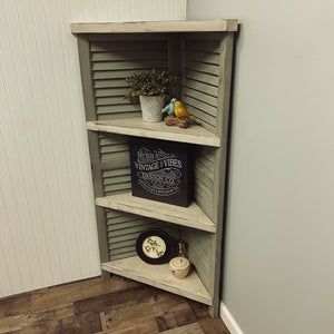 Shutter Corner Shelf - Sage/White