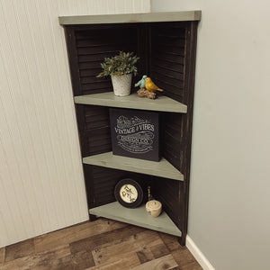 Shutter Corner Shelf - Black/Sage