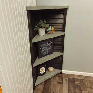 Shutter Corner Shelf - Black/Sage