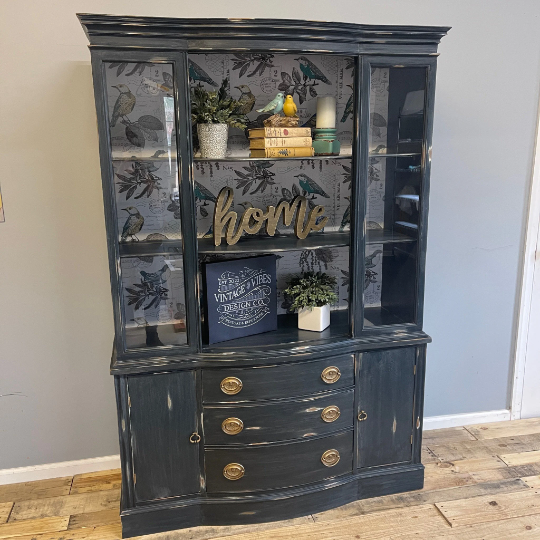 Antique China Hutch - Vibes Blue