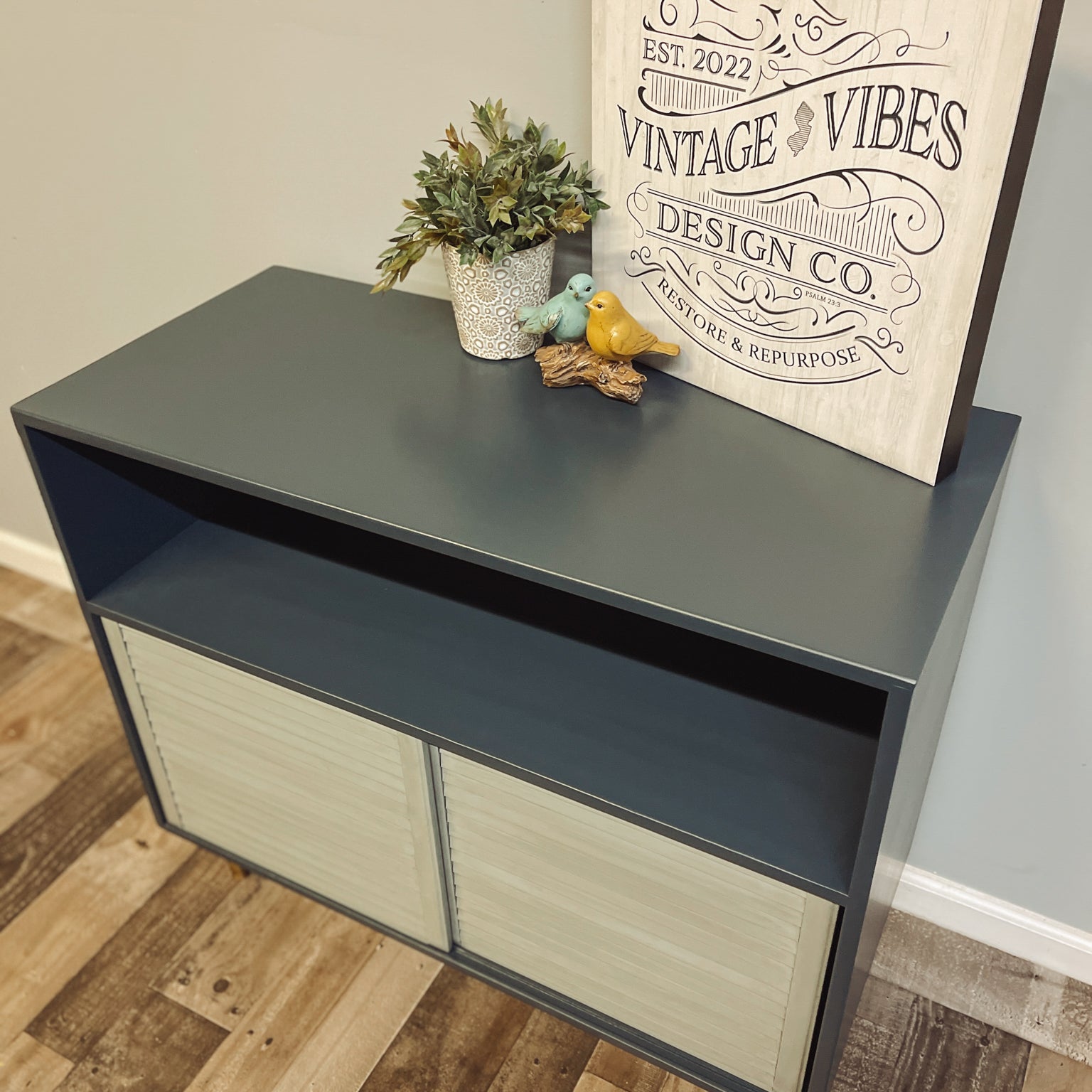 Louvered Sliding Door Cabinet