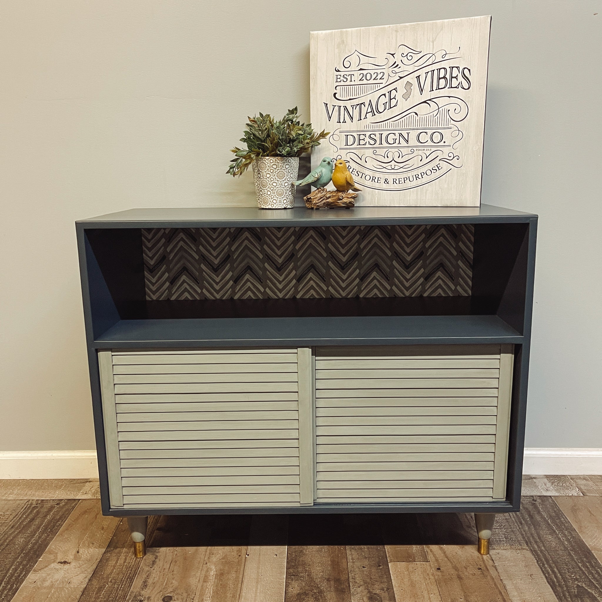 Louvered Sliding Door Cabinet