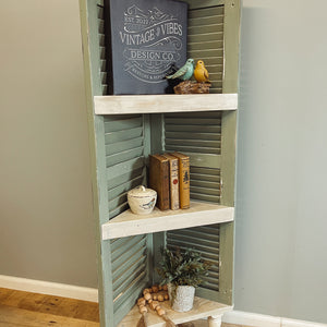 Shutter Corner Shelf - green/white