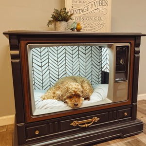 Vintage TV Cabinet Pet Bed - Black